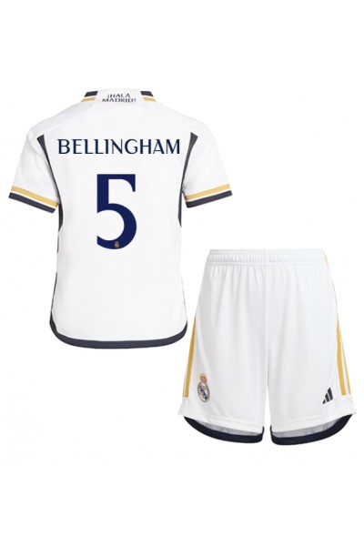 Real Madrid Jude Bellingham #5 Jalkapallovaatteet Lasten Kotipeliasu 2023-24 Lyhythihainen (+ Lyhyet housut)